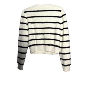 Goelia Eco-Friendly Mink Knitted Striped Cardigan Cream Black Gold Medium thumbnail 5