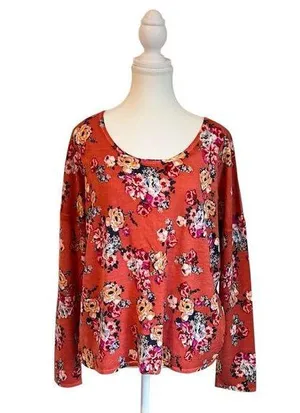Garnet Hill Merino Wool Floral Knit Blouse Top Sweater Size Large thumbnail 1