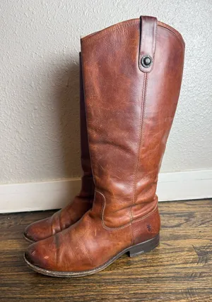Frye Melissa Button Tall Riding Boots 77167 Cognac Brown Leather Women’s 8.5 B‎ thumbnail 1