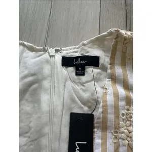 Lulus Sunny Crush Striped Embroidered Mini Dress Beige/Ivory M NWT IN PACKAGE thumbnail 6