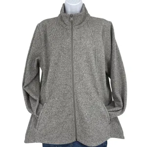 Athleta Stroll Fleece Full Zip‎ Jacket Heathered Grey XL Mock Neck Activewear thumbnail 2