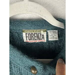 Vtg Forenza Mohair Wool Women's‎ M Teal Button Up Cable Knit Sweater Preppy 80's thumbnail 6