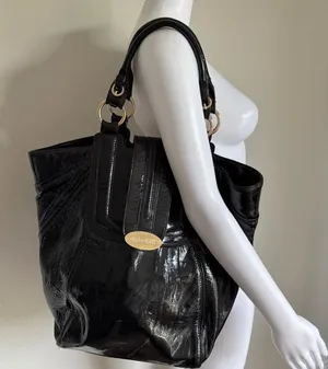 Vintage Charles David Patent Leather Large Shoulder Tote Bag thumbnail 1