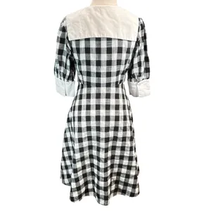 Heaven Collection Gingham Academia 3/4 Sleeve Midi A Line Button Dress‎ M thumbnail 3