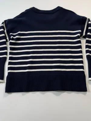 Philosophy Navy and White Striped Crewneck Sweater Size Medium thumbnail 8