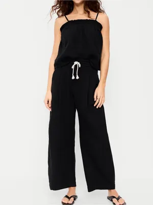Old Navy High-Waisted Crinkle Gauze Barrel Ankle Pants Black XS NWT thumbnail 4