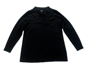 Talbots Pure Merino Wool V-Neck Sweater Womens M Black Classic Quiet Luxury thumbnail 1