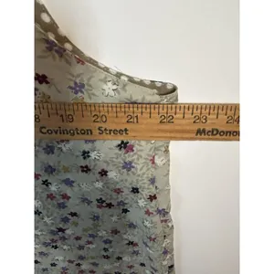 Reversible Maxi Dress L XL Floral Polka Dots Sleeveless Side Slits Tan Gray Mult thumbnail 8