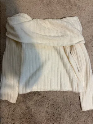 Abercrombie Off-The-Shoulder Sweater Cream thumbnail 2