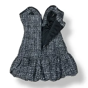 Do + Be Tweed Indie Strapless Deep V-Neck Ruffle Mini Dress Size Small Cocktail‎ thumbnail 6