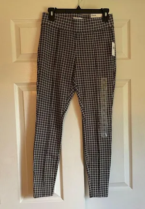 NWT Old Navy Small Stevie high rise pixie houndstooth pull on pants stretchy thumbnail 2