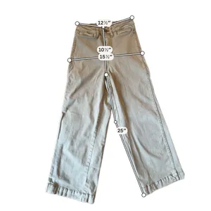 Oat New York wide leg olive green crop flat front pant 0/25 thumbnail 3