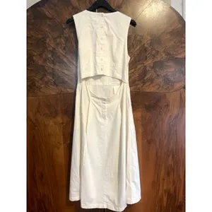 ADRIANO GOLDSCHMIED Libby Button Back Midi Dress w Pockets LINEN White Medium M thumbnail 12