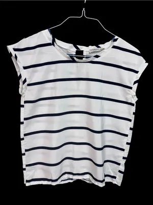 Abercrombie & Fitch White Top with Navy Stripes thumbnail 2