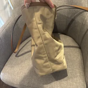 Michael Kors Montauk Nylon & Leather Shoulder Bag/Purse Khaki/Tan gold hardware thumbnail 4