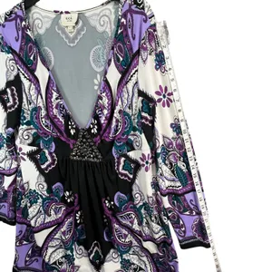 ECI Y2K Babydoll Tunic Dress L Purple Paisley Studded Top Fairy‎ Whimsygoth Boho thumbnail 12