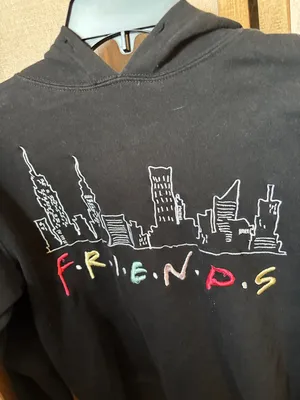 FRIENDS Black Pullover Sweatshirt with White Logo Print XS thumbnail 2