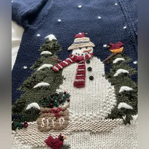 Vintage Croft & Barrow winter snowman embroidered zip-up cardigan sweater. NWT thumbnail 3
