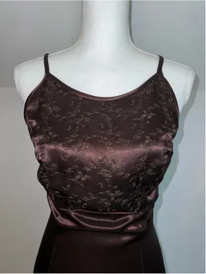 GUNNE sax Espresso Satin Maxi Dress Size 7/8 thumbnail 3