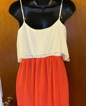 Freebird Coral and Cream Sheer Long Straped Dress thumbnail 10