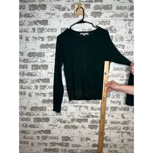 Loft | women green faux button sweater wool blend thumbnail 5