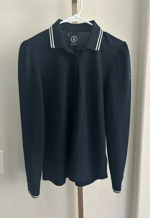 Bogner Navy Blue Women’s Long Sleeve Polo Top Size Small thumbnail 1