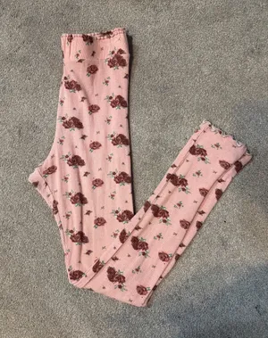 Free People Intimately Pink Rose Floral Waffle Knit Lounge Bottoms Size S thumbnail 1