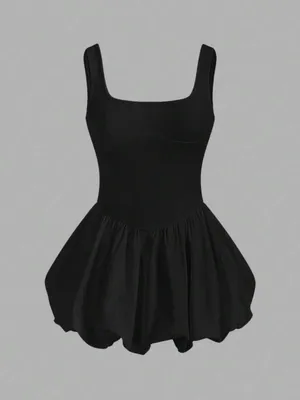 SheIn Women’s Black Sleeveless Bubble Hem Slip Dress thumbnail 2