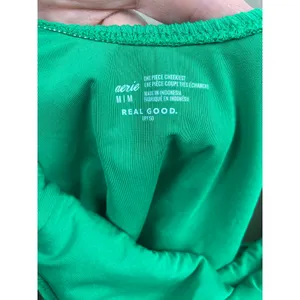 Aerie Green Crinkle Birthday Scoop Back Cheekiest One Piece Swimsuit Sz.M NWT thumbnail 10
