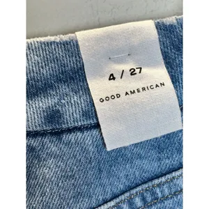 Good American Denim Shorts Womens 4/27 Blue Raw Hem Distressed GNIC0235T thumbnail 9