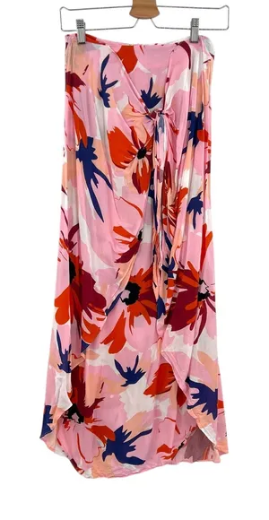 Le Salty Label Skirt Midi Knotted‎ Wrap Floral Print Pink Size Small thumbnail 1