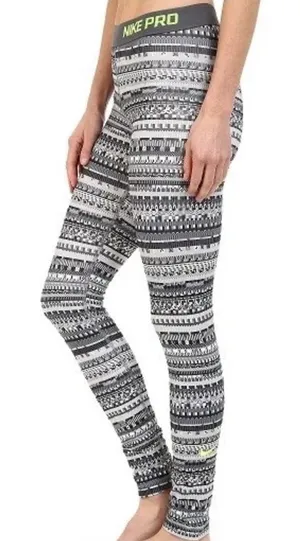 Nike Pro Hyperwarm‎ Leggings Womens Large Dri-FIT Patterned Thermal Pants Sporty thumbnail 1