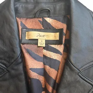 Motto Black Genuine Leather Blazer Animal Print Lining Y2K Medium thumbnail 2