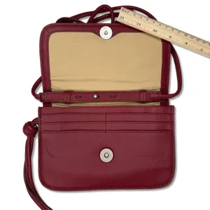 NWOT‎ Lucky Brand Burgundy Calf Hair Leather Crossbody Bag Sleek Thin Profile thumbnail 4