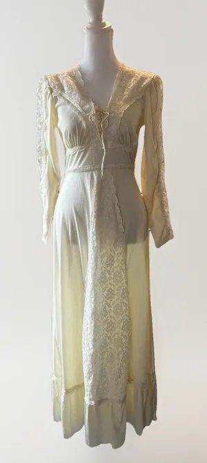 1970s Cream Prairie Dess Style Wedding Dress thumbnail 1