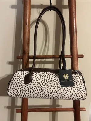 House of Harlow 1960 Genuine Calf Hair Dot Long Baguette Shoulder bag thumbnail 3