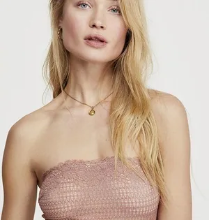 Free People Bandeau Lace Bralette NWT in Vintage Rose Pink, Size Medium thumbnail 2