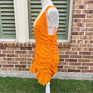 For Love And Lemons Bright Orange Jamie Lace Dress thumbnail 11