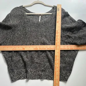 Free People Sweater Womens S Black Good Linen Blend Marled Open Back Dolman thumbnail 6
