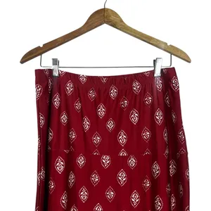 Southern Lady Paisley Medallion Border Maxi Skirt Red Boho Stretch Size M thumbnail 2