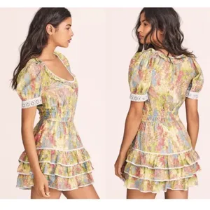 LoveShackFancy Pastel Fields Scoop Neck Safiya Mini Dress Size S thumbnail 3