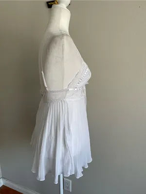 Sheer Lace-Trim White Chiffon Babydoll Top - Women thumbnail 4