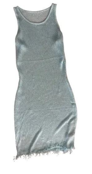 EGO Silver-Blue Sheer Knit Mini Dress thumbnail 1