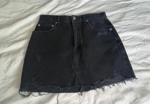 Quinn black denim distressed mini Jean skirt 28 thumbnail 11