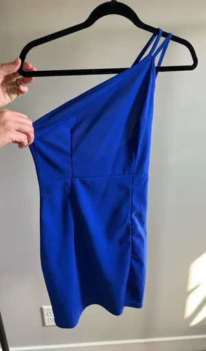 Von Maur Blue One Shoulder Mini Dress thumbnail 1