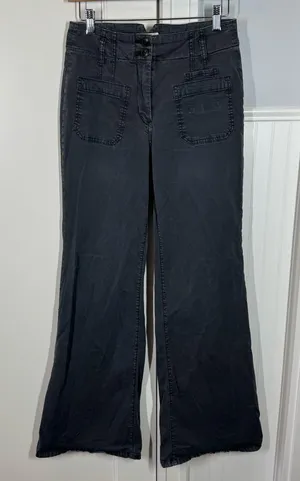 Anthropologie Maeve Wide Leg‎ Full Length Pants Size 27 washed gray patch pocket thumbnail 1