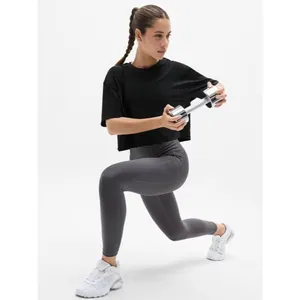 Athleta S Ultimate Lasercut Crop Tee Black Small thumbnail 3