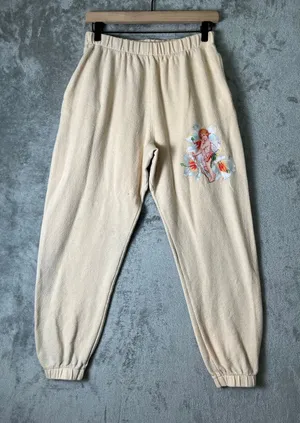 Boys Lie I Am Not Where You Left Me Sweatpants Cream Graphic Fleece Size Small thumbnail 1