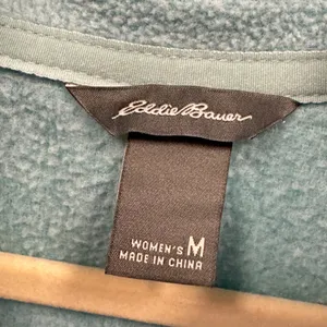 Eddie Bauer‎ Women's Quarter Zip Fleece Pullover Aqua Blue Medium Raglan Sleeve thumbnail 7