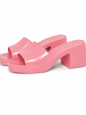 Charlotte Russe Pink Jelly Platform Block Heel Mule Sandals Y2K Size 7 thumbnail 7